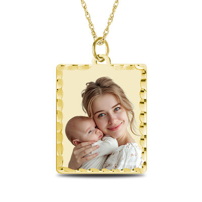 Diamond Cut Square Photo Pendant in 10k Rose Gold
